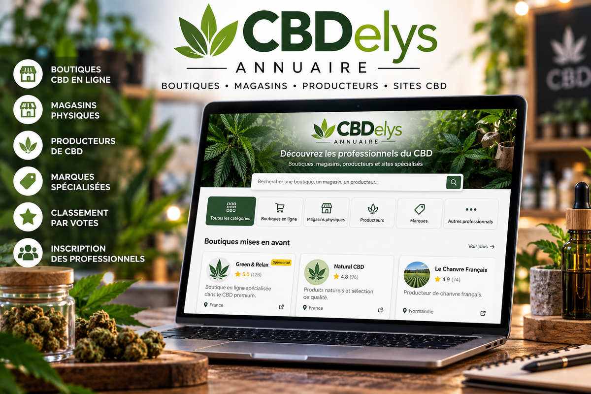 Annuaire CBDelys regroupant boutiques, magasins et professionnels du CBD