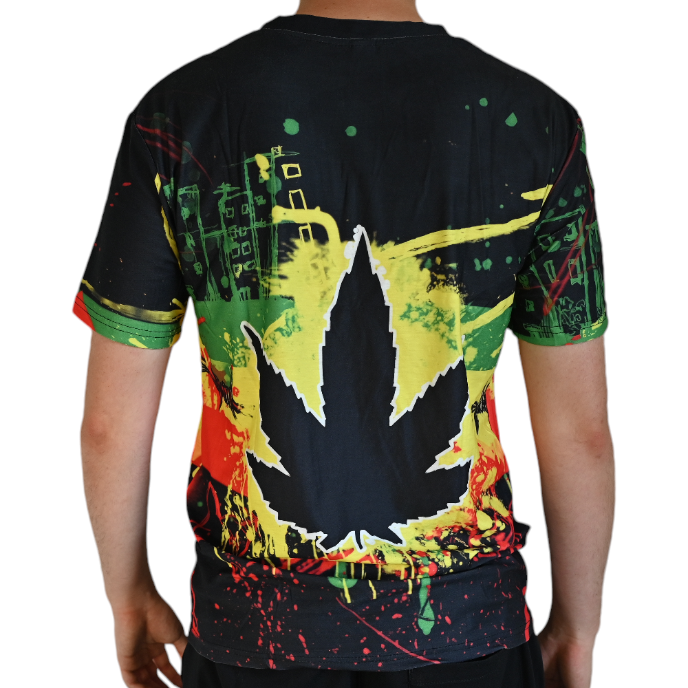 T-shirt Cannabis Rasta peinture – détail 2