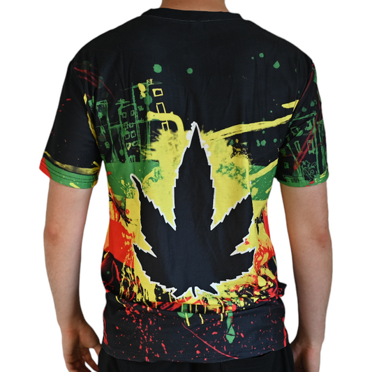 T-shirt Cannabis Rasta peinture – détail 2