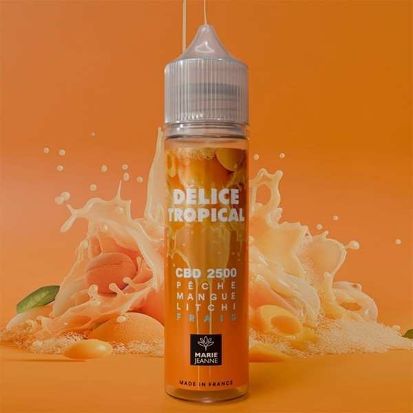 E-liquide CBD Delice Tropical 50ml Peche Mangue Litchi - Marie Jeanne – détail 2