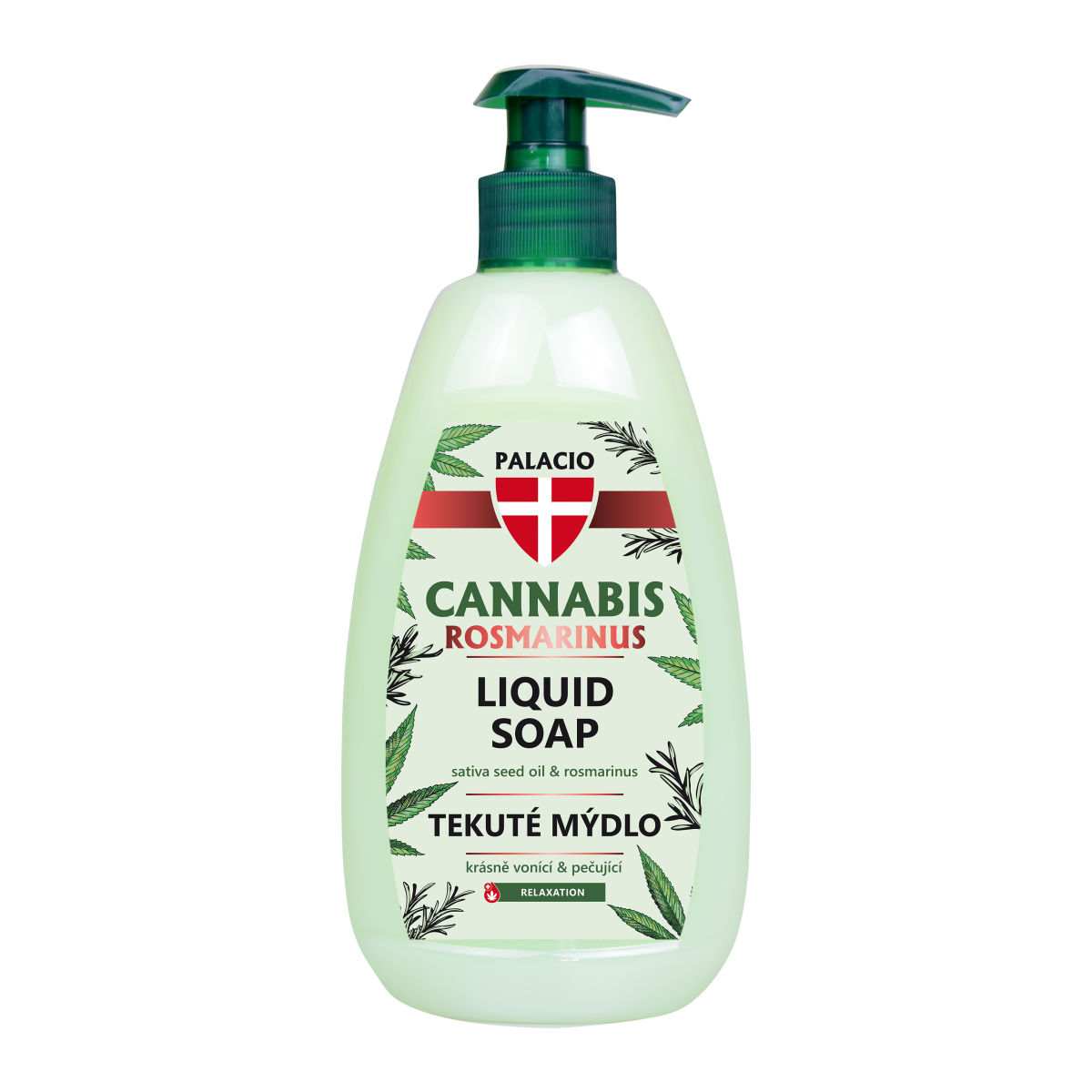 Savon liquide chanvre & romarin Cannabis Rosmarinus, 500 ml Palacio - CBDelys