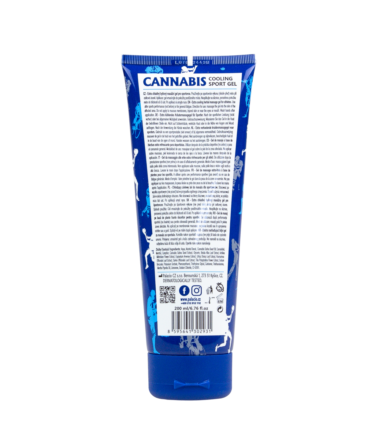 Gel Sport au Chanvre Forte Rafraîchissant, 200 ml Palacio - CBDelys