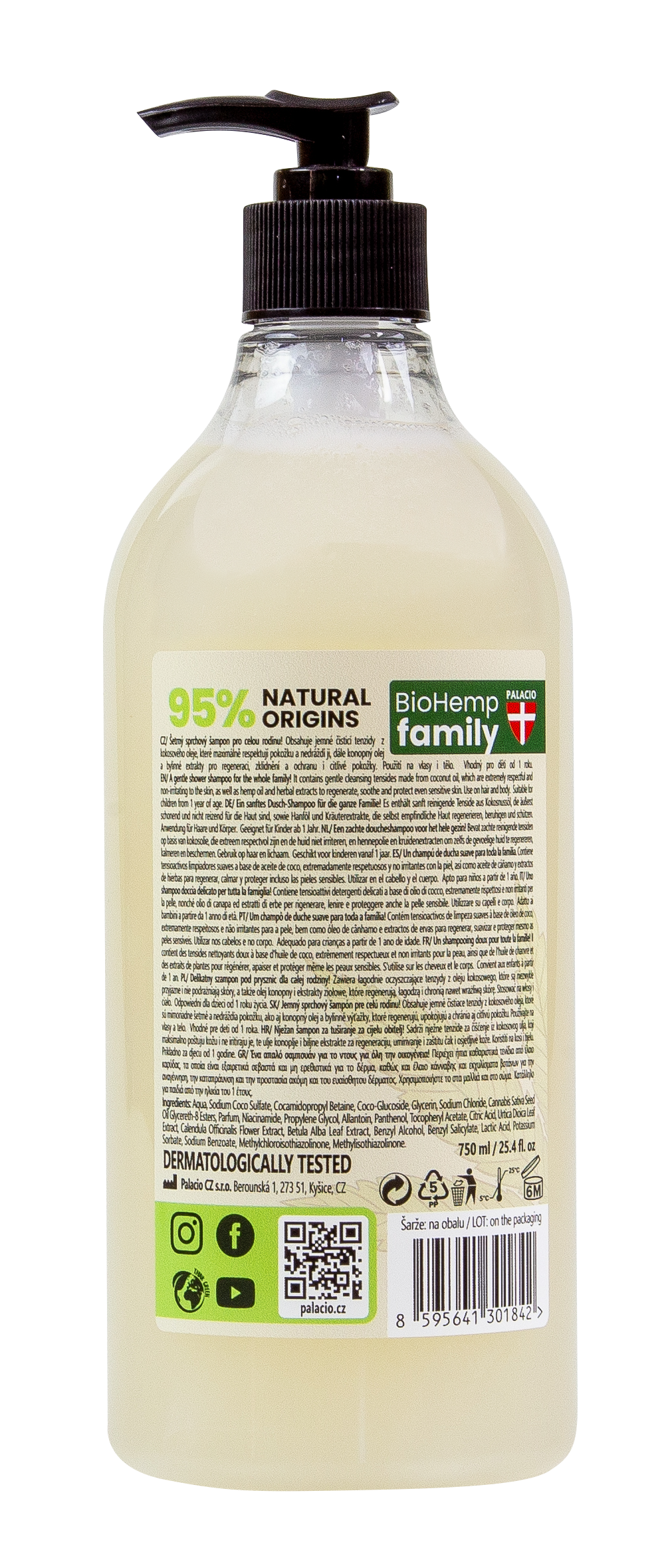 Shampoing-Douche 2en1 BioHemp à l'Huile de Chanvre - Famille Palacio - CBDelys