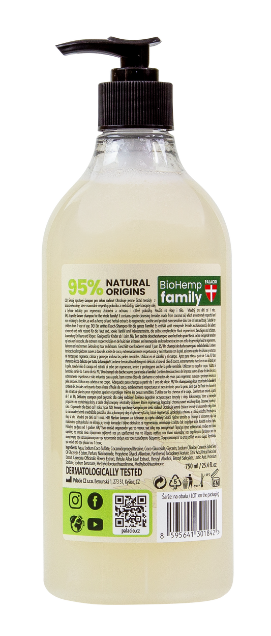 Shampoing-Douche 2en1 BioHemp à l'Huile de Chanvre - Famille Palacio - CBDelys