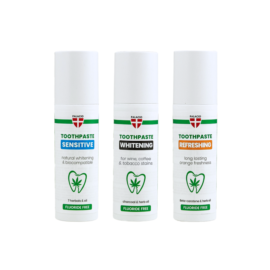 Display Dentifrices à l'Huile de Chanvre - Trio 15 pcs, 75 g Palacio - CBDelys