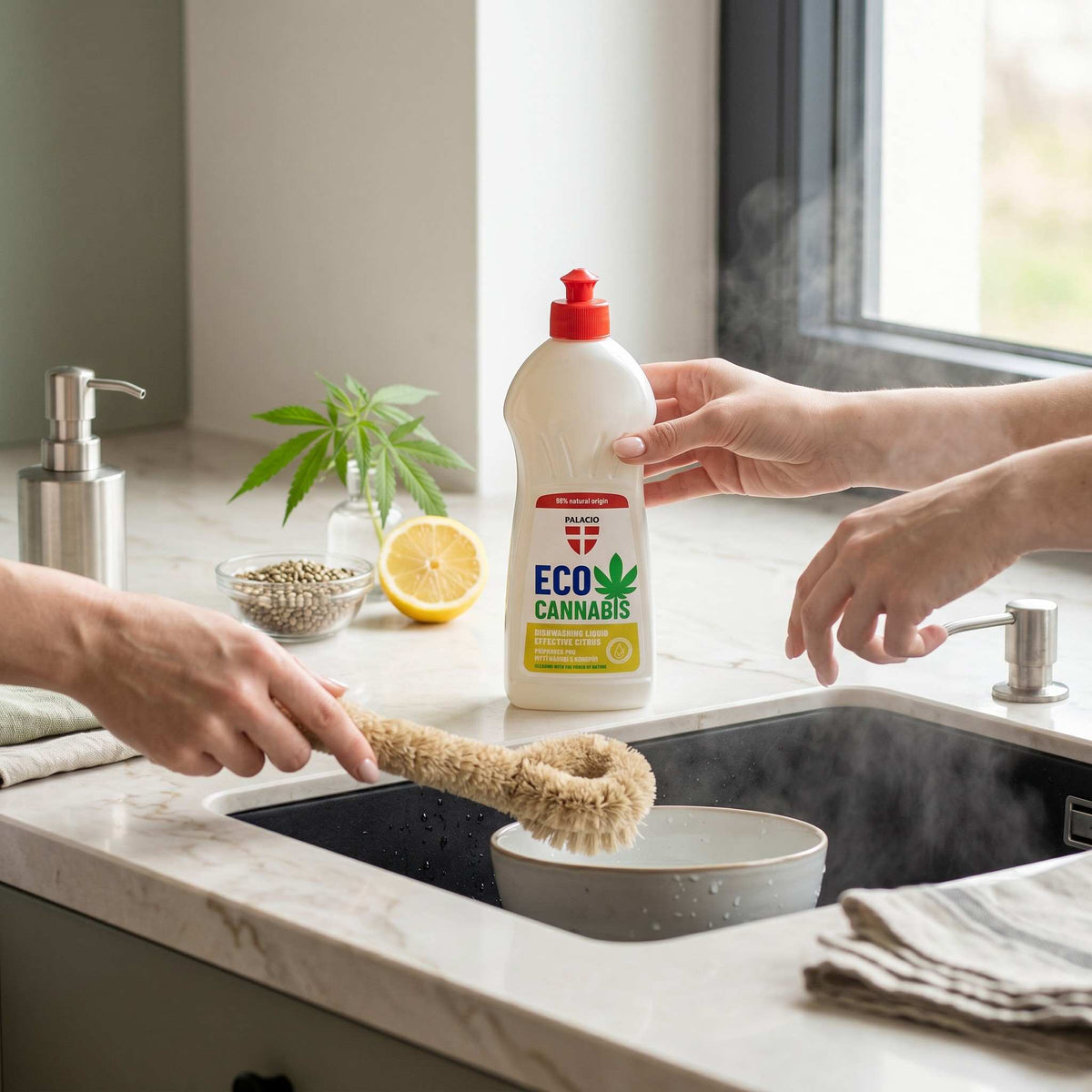 Liquide vaisselle écologique EcoCannabis au chanvre, 500 ml Palacio - CBDelys
