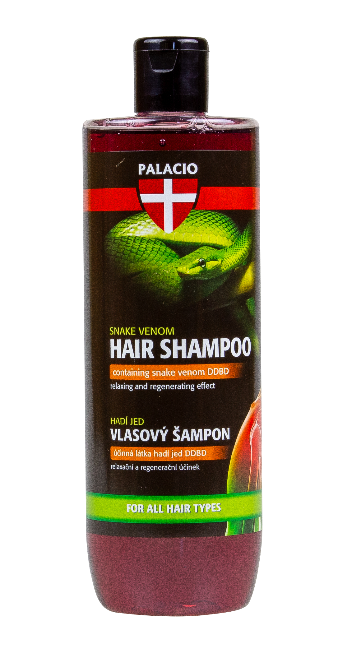 Shampooing au venin de serpent 500 ml, corps & cheveux PALACIO - CBDelys