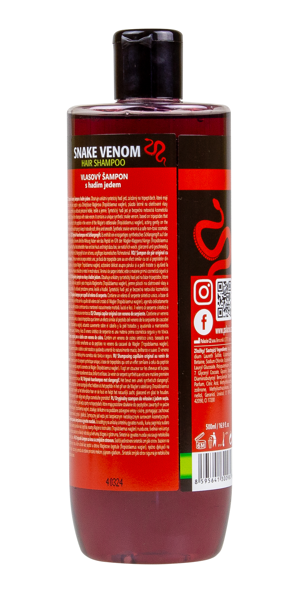 Shampooing au venin de serpent 500 ml, corps & cheveux PALACIO - CBDelys